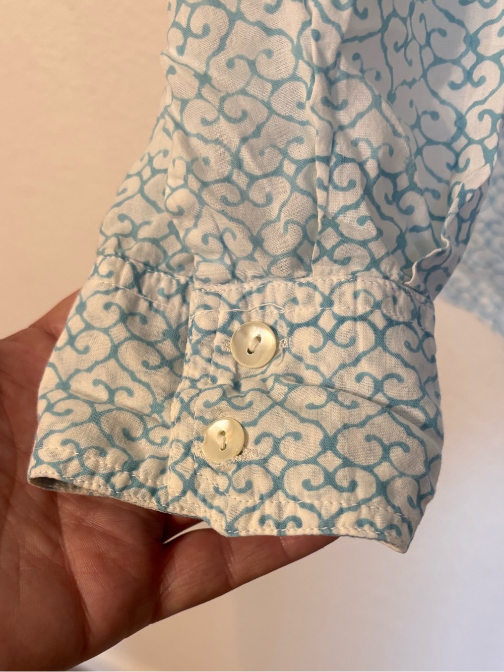 Roberta Roller Rabbit Scroll Print Button Down Large - Picture 5 of 6